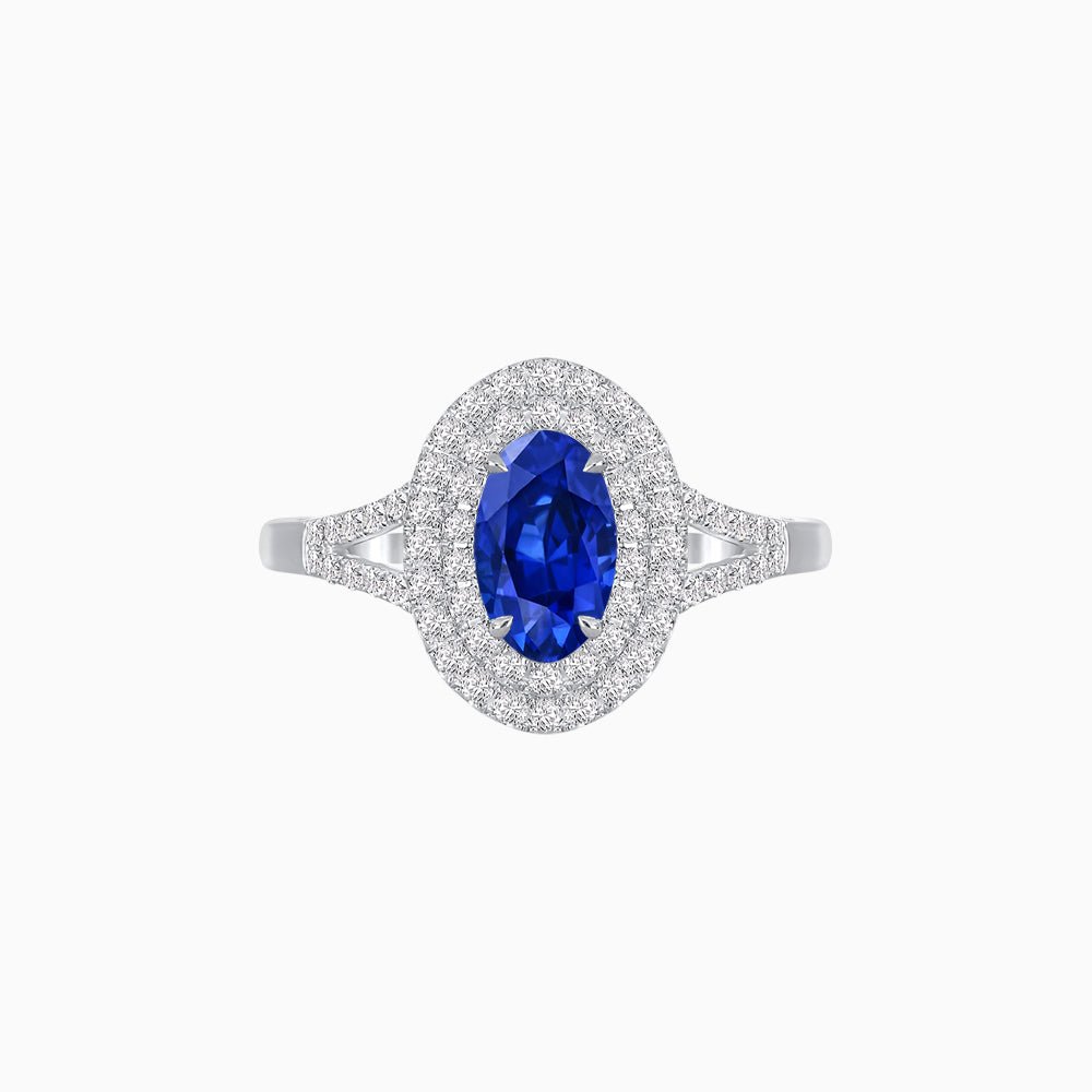 Vintage Inspired Oval Cut Double Halo Engagement Ring - Shahin Jewelry