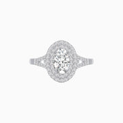 Vintage Inspired Oval Cut Double Halo Engagement Ring - Shahin Jewelry
