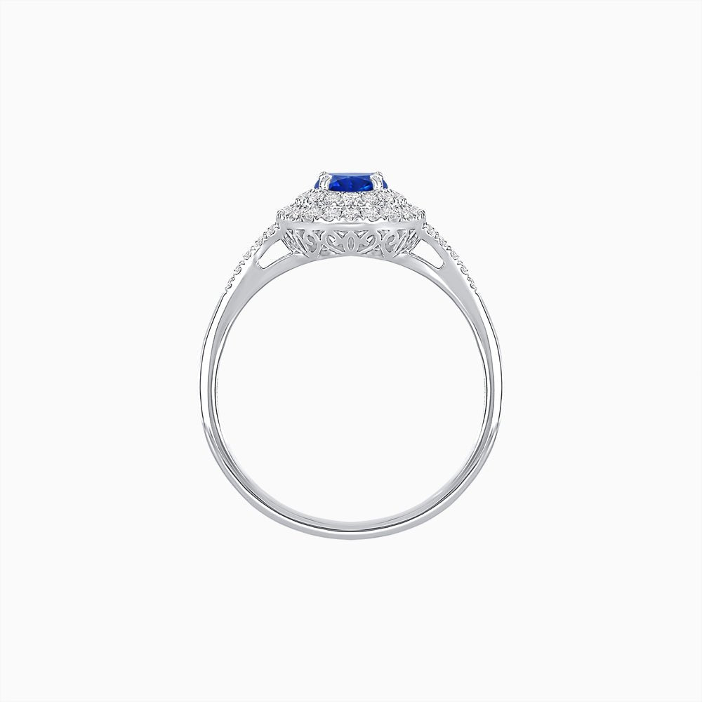 Vintage Inspired Oval Cut Double Halo Engagement Ring - Shahin Jewelry