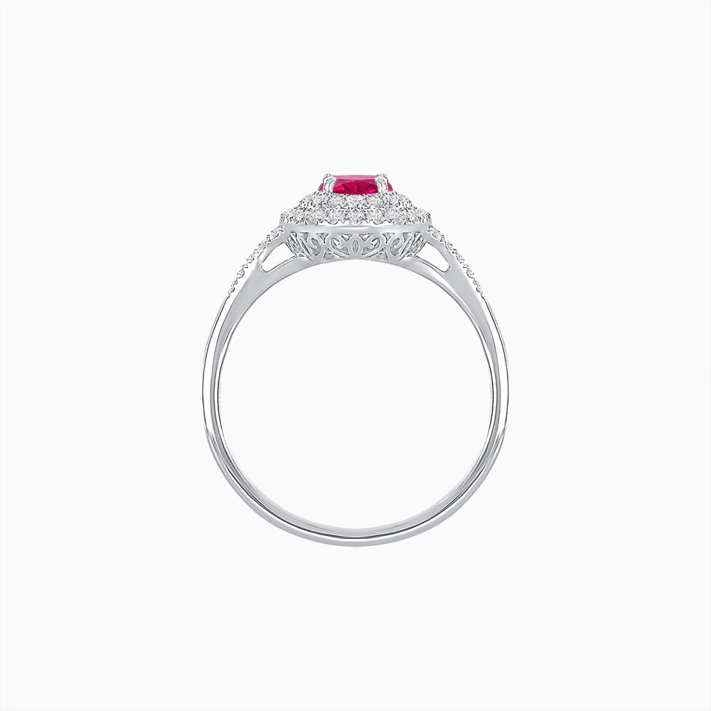 Vintage Inspired Oval Cut Double Halo Engagement Ring - Shahin Jewelry