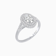 Vintage Inspired Oval Cut Double Halo Engagement Ring - Shahin Jewelry