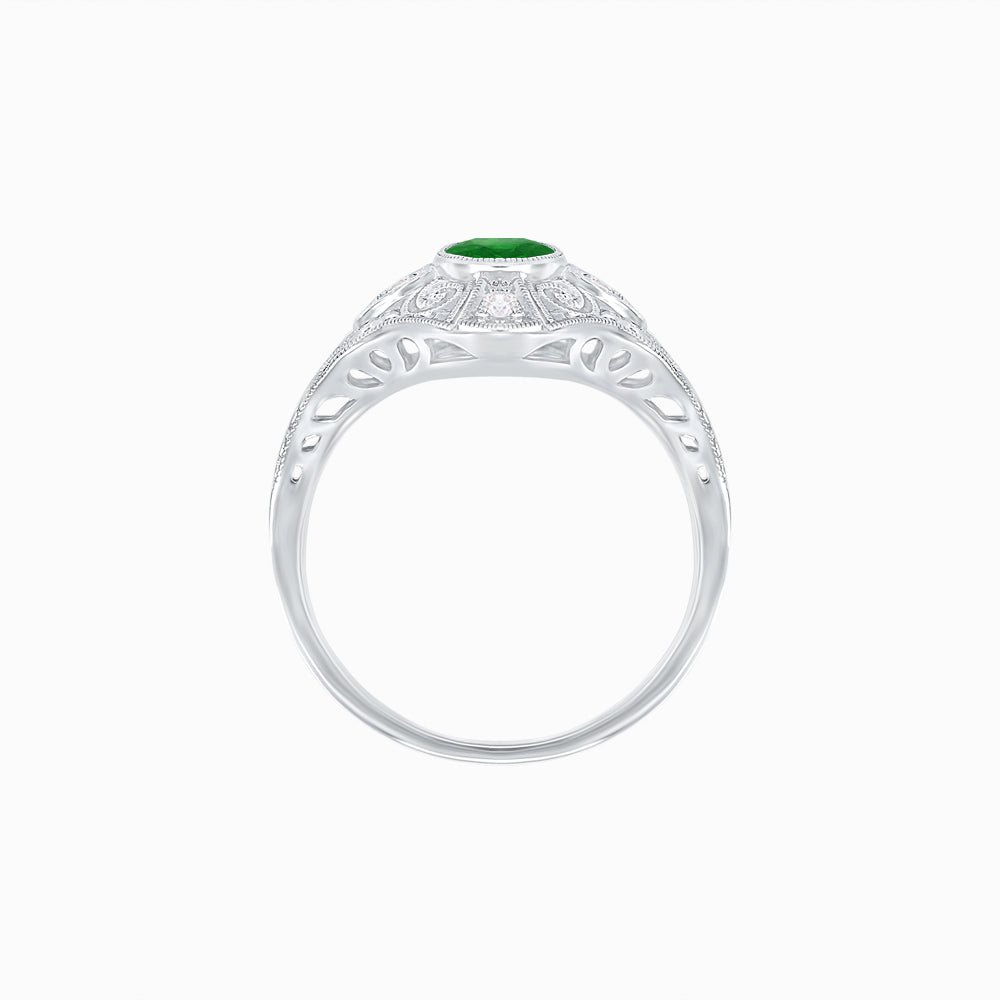 Vintage - Inspired Oval Cut Ring Mounting with Filigree Detailing - Shahin Jewelry