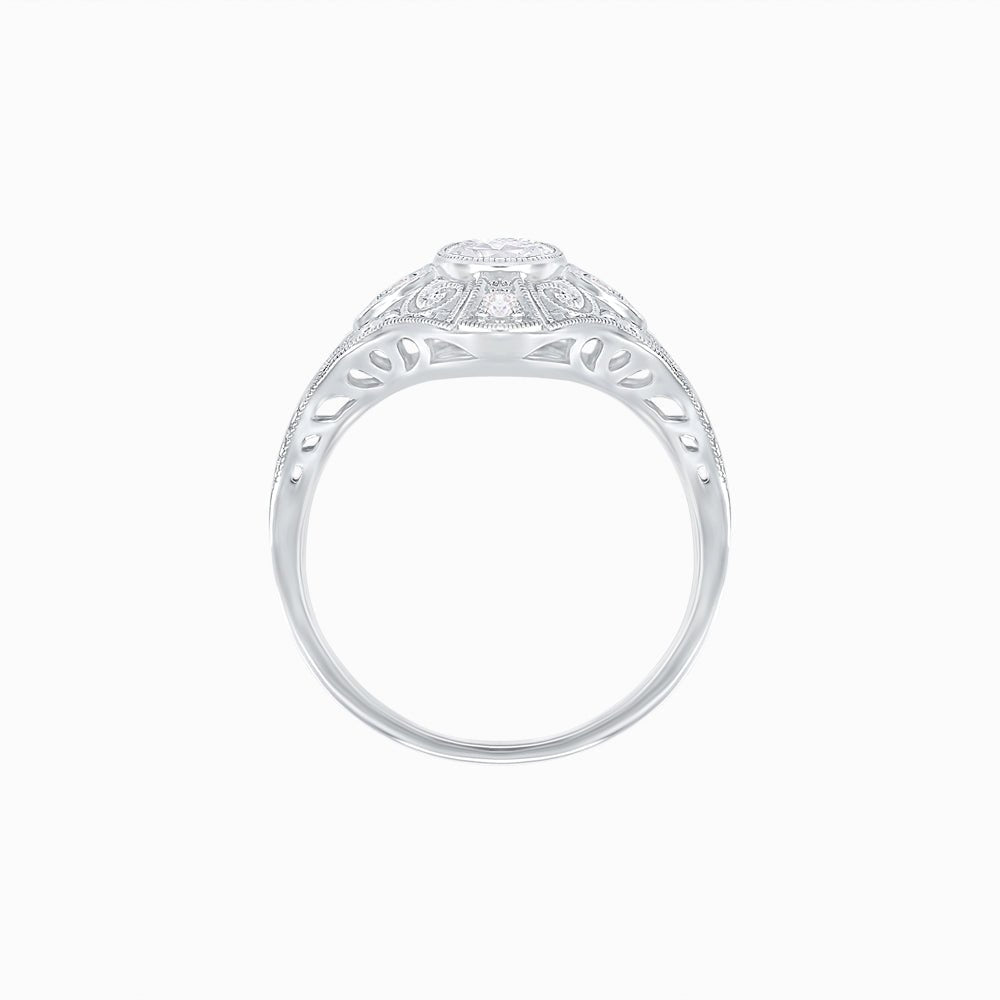 Vintage - Inspired Oval Cut Ring Mounting with Filigree Detailing - Shahin Jewelry