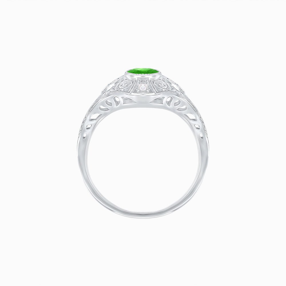 Vintage - Inspired Oval Cut Ring Mounting with Filigree Detailing - Shahin Jewelry