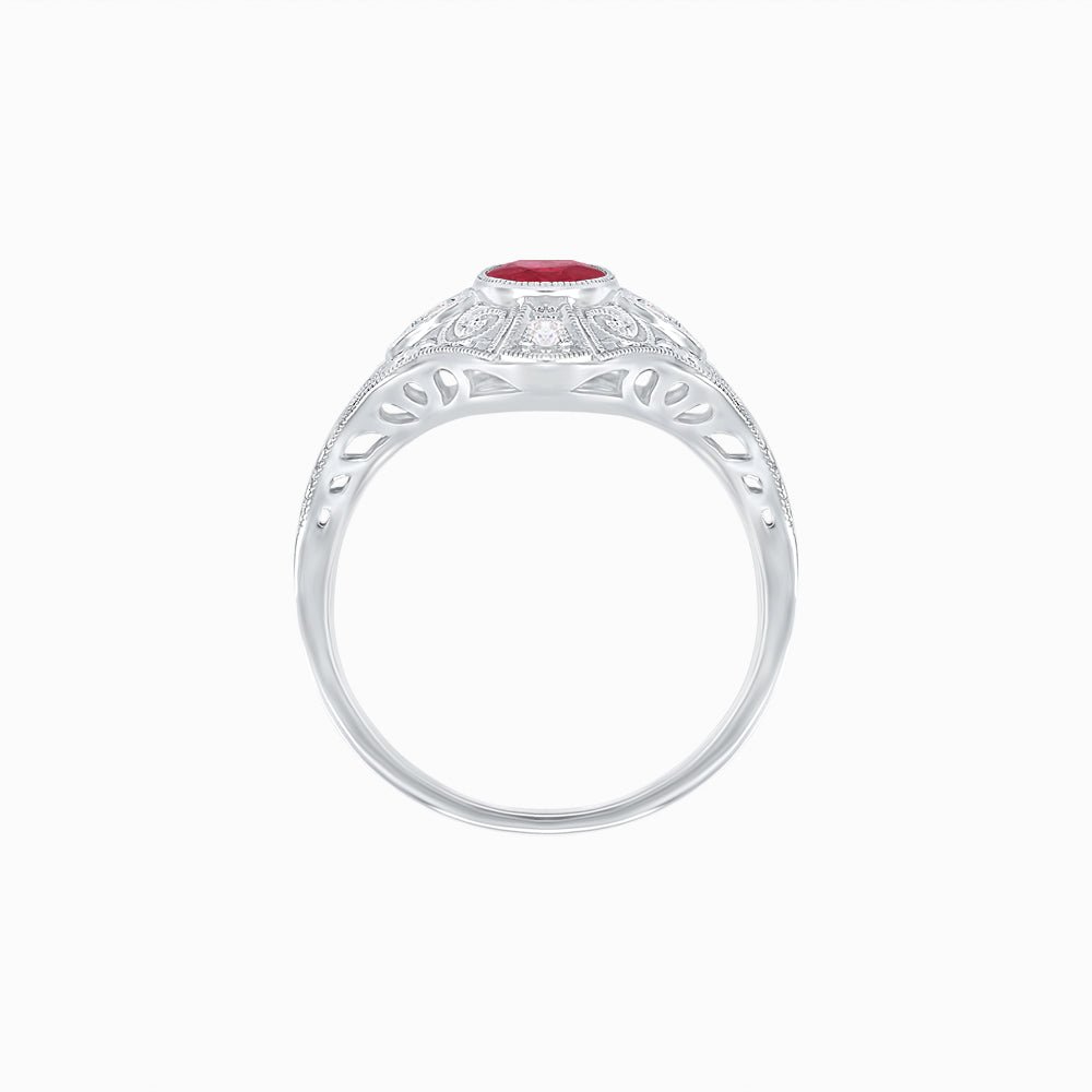 Vintage - Inspired Oval Cut Ring Mounting with Filigree Detailing - Shahin Jewelry