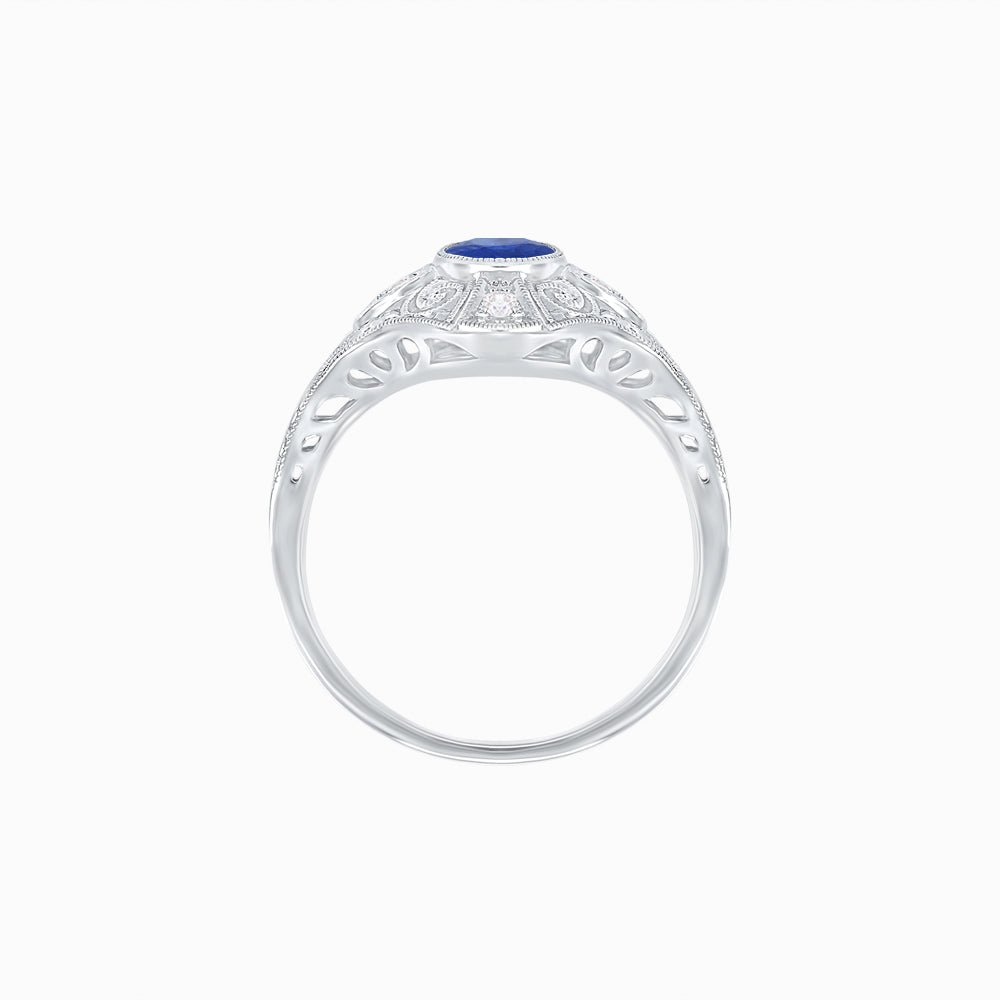 Vintage - Inspired Oval Cut Ring Mounting with Filigree Detailing - Shahin Jewelry