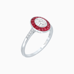 Load image into Gallery viewer, Vintage - Inspired Oval Cut Ring with French - Cut Gemstone Halo - Shahin Jewelry