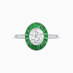 Load image into Gallery viewer, Vintage - Inspired Oval Cut Ring with French - Cut Gemstone Halo - Shahin Jewelry