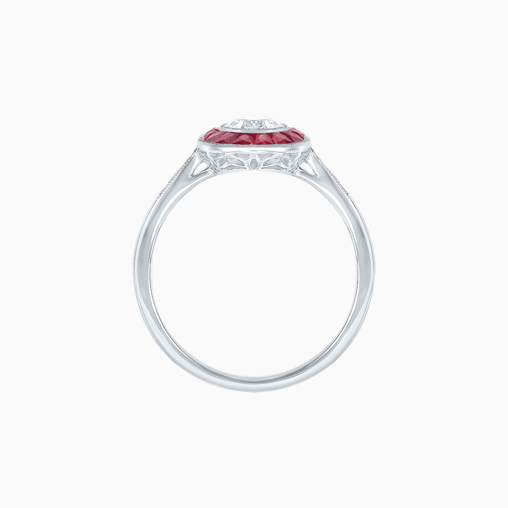 Vintage - Inspired Oval Cut Ring with French - Cut Gemstone Halo - Shahin Jewelry