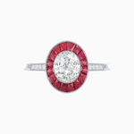 Load image into Gallery viewer, Vintage - Inspired Oval Cut Ring with French - Cut Gemstone Halo - Shahin Jewelry