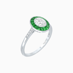 Load image into Gallery viewer, Vintage - Inspired Oval Cut Ring with French - Cut Gemstone Halo - Shahin Jewelry