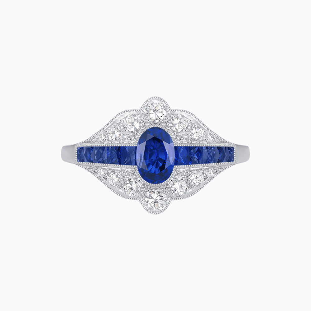 Vintage - Inspired Oval Cut Ring with Intricate Detailing - Shahin Jewelry
