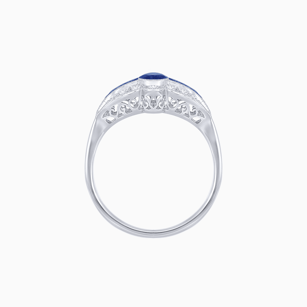 Vintage - Inspired Oval Cut Ring with Intricate Detailing - Shahin Jewelry