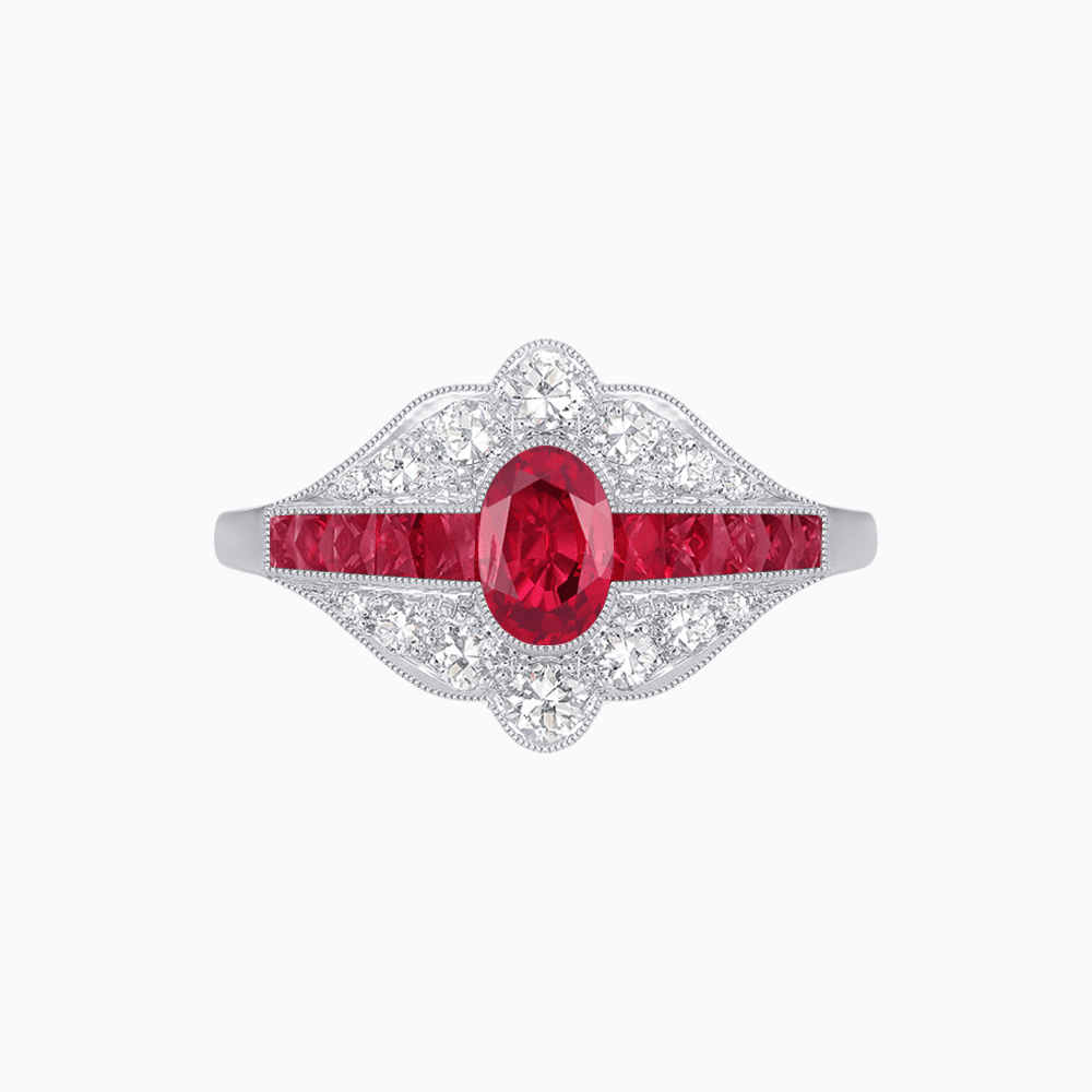 Vintage - Inspired Oval Cut Ring with Intricate Detailing - Shahin Jewelry