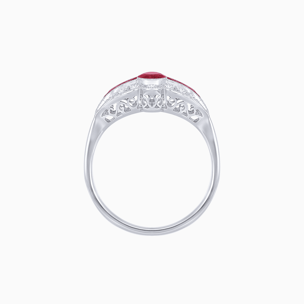 Vintage - Inspired Oval Cut Ring with Intricate Detailing - Shahin Jewelry