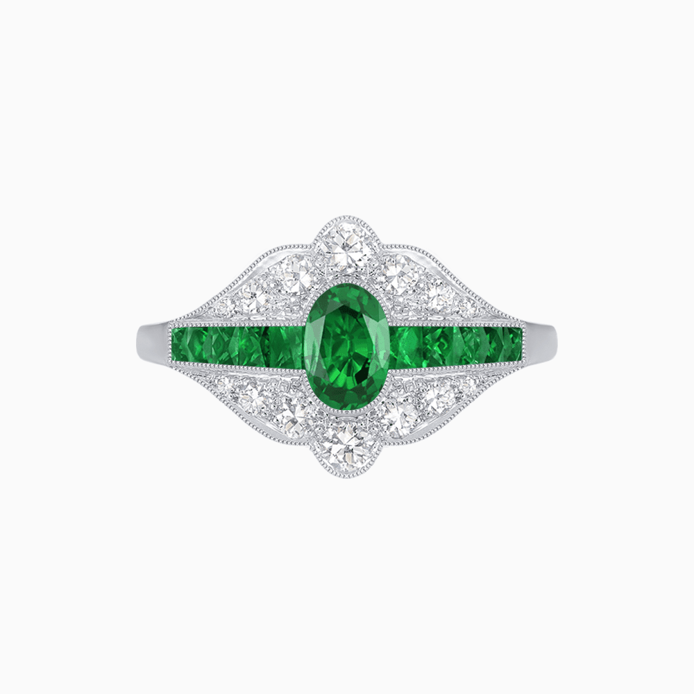 Vintage - Inspired Oval Cut Ring with Intricate Detailing - Shahin Jewelry
