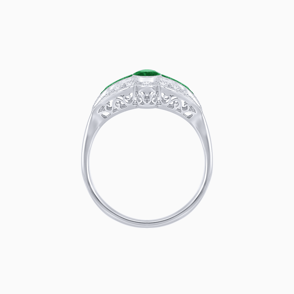 Vintage - Inspired Oval Cut Ring with Intricate Detailing - Shahin Jewelry