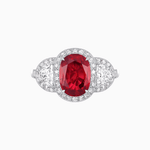 Load image into Gallery viewer, Vintage Inspired Oval Cut Three-Stone Halo Ring - Shahin Jewelry
