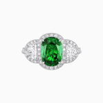 Load image into Gallery viewer, Vintage Inspired Oval Cut Three-Stone Halo Ring - Shahin Jewelry