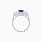 Load image into Gallery viewer, Vintage Inspired Oval Cut Three-Stone Halo Ring - Shahin Jewelry