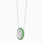 Load image into Gallery viewer, Vintage Inspired Oval Double Halo Necklace with Pear-Shaped Gemstones - Shahin Jewelry