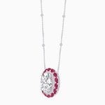 Load image into Gallery viewer, Vintage Inspired Oval Double Halo Necklace with Pear-Shaped Gemstones - Shahin Jewelry