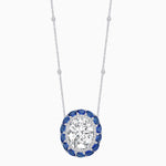 Load image into Gallery viewer, Vintage Inspired Oval Double Halo Necklace with Pear-Shaped Gemstones - Shahin Jewelry