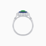 Load image into Gallery viewer, Vintage Inspired Oval French-Cut Double Halo Floral Ring - Shahin Jewelry