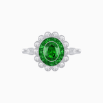 Load image into Gallery viewer, Vintage Inspired Oval French-Cut Double Halo Floral Ring - Shahin Jewelry