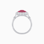 Load image into Gallery viewer, Vintage Inspired Oval French-Cut Double Halo Floral Ring - Shahin Jewelry