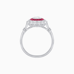 Load image into Gallery viewer, Vintage Inspired Oval French-Cut Double Halo Floral Ring - Shahin Jewelry