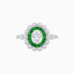 Load image into Gallery viewer, Vintage Inspired Oval French-Cut Double Halo Floral Ring - Shahin Jewelry