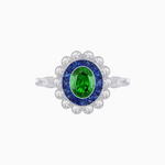 Load image into Gallery viewer, Vintage Inspired Oval French-Cut Double Halo Floral Ring - Shahin Jewelry