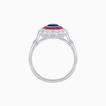 Load image into Gallery viewer, Vintage Inspired Oval French-Cut Double Halo Floral Ring - Shahin Jewelry
