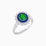 Load image into Gallery viewer, Vintage Inspired Oval French-Cut Double Halo Floral Ring - Shahin Jewelry
