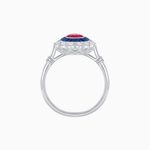 Load image into Gallery viewer, Vintage Inspired Oval French-Cut Double Halo Floral Ring - Shahin Jewelry