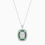 Load image into Gallery viewer, Vintage Inspired Oval French-Cut Gemstone Scalloped Halo Pendant - Shahin Jewelry