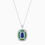 Load image into Gallery viewer, Vintage Inspired Oval French-Cut Gemstone Scalloped Halo Pendant - Shahin Jewelry