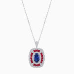 Load image into Gallery viewer, Vintage Inspired Oval French-Cut Gemstone Scalloped Halo Pendant - Shahin Jewelry