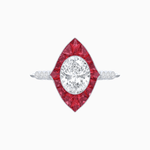 Load image into Gallery viewer, Vintage - Inspired Oval Mounting Ring with Intricate Gemstone Frame - Shahin Jewelry
