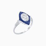 Load image into Gallery viewer, Vintage - Inspired Oval Mounting Ring with Intricate Gemstone Frame - Shahin Jewelry
