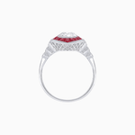 Load image into Gallery viewer, Vintage - Inspired Oval Mounting Ring with Intricate Gemstone Frame - Shahin Jewelry
