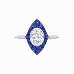 Load image into Gallery viewer, Vintage - Inspired Oval Mounting Ring with Intricate Gemstone Frame - Shahin Jewelry
