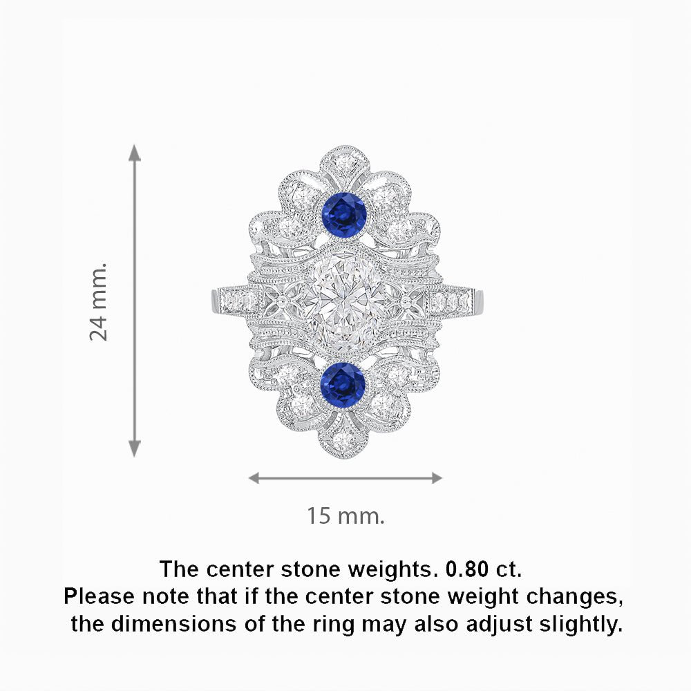 Vintage Inspired Oval Three-Stone Floral Filigree Statement Ring - Shahin Jewelry