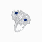 Load image into Gallery viewer, Vintage Inspired Oval Three-Stone Floral Filigree Statement Ring - Shahin Jewelry