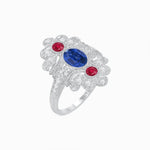 Load image into Gallery viewer, Vintage Inspired Oval Three-Stone Floral Filigree Statement Ring - Shahin Jewelry