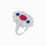 Load image into Gallery viewer, Vintage Inspired Oval Three-Stone Floral Filigree Statement Ring - Shahin Jewelry