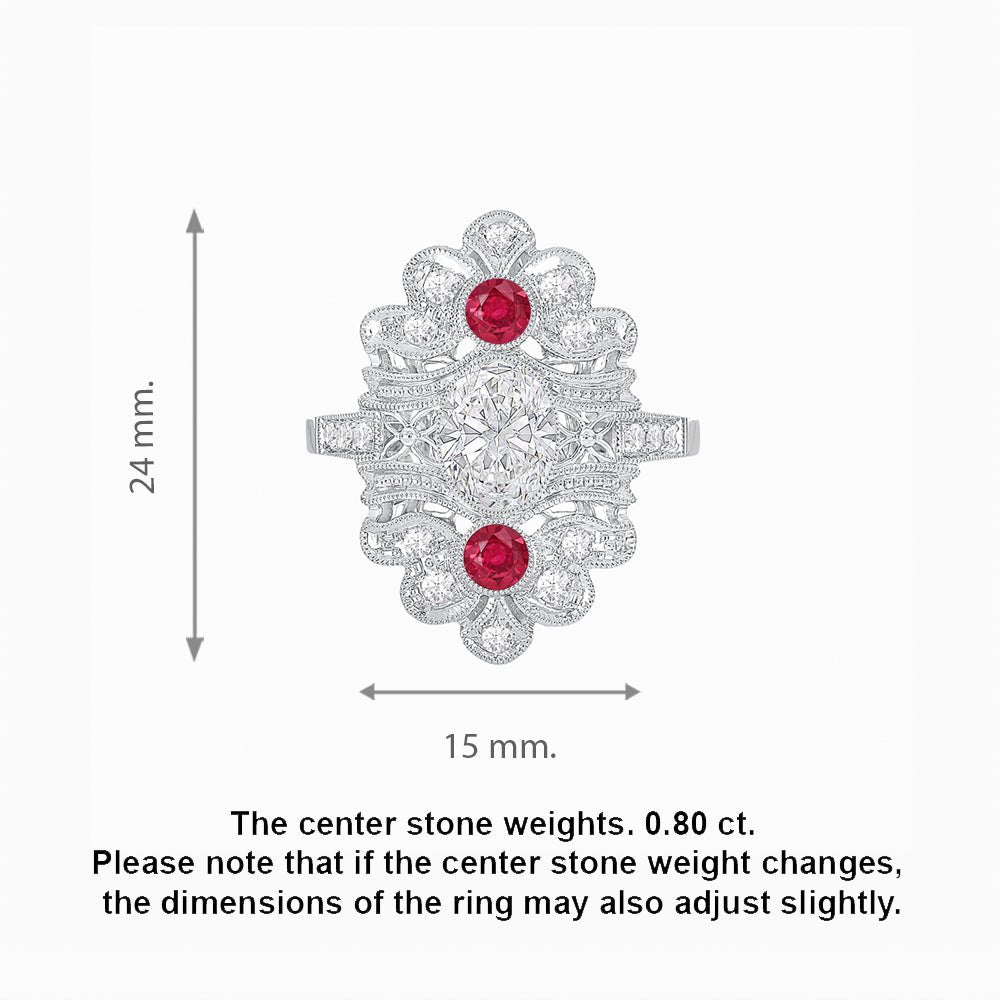 Vintage Inspired Oval Three-Stone Floral Filigree Statement Ring - Shahin Jewelry