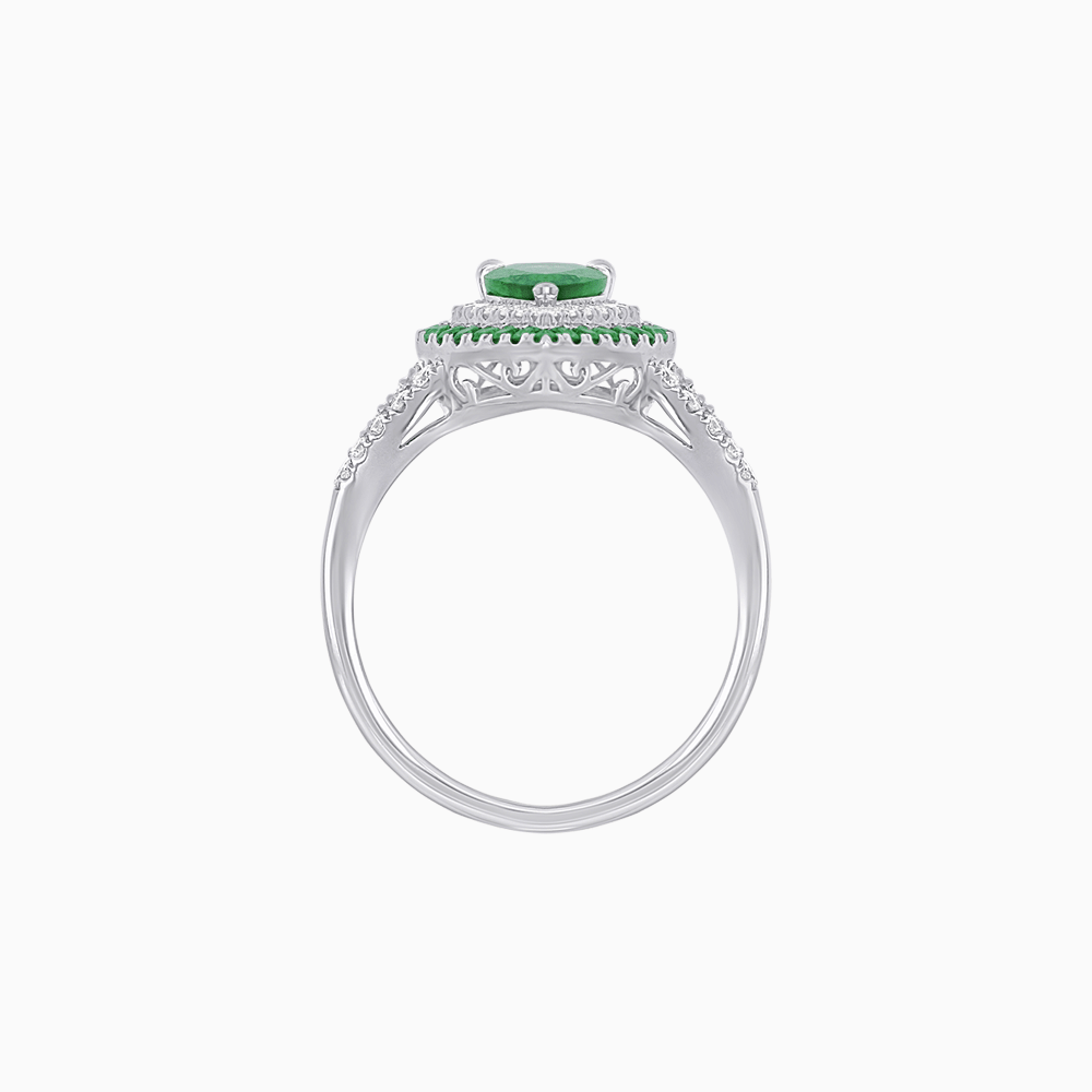 Vintage Inspired Pear Cut Double Halo Gemstone & Diamond Ring - Shahin Jewelry