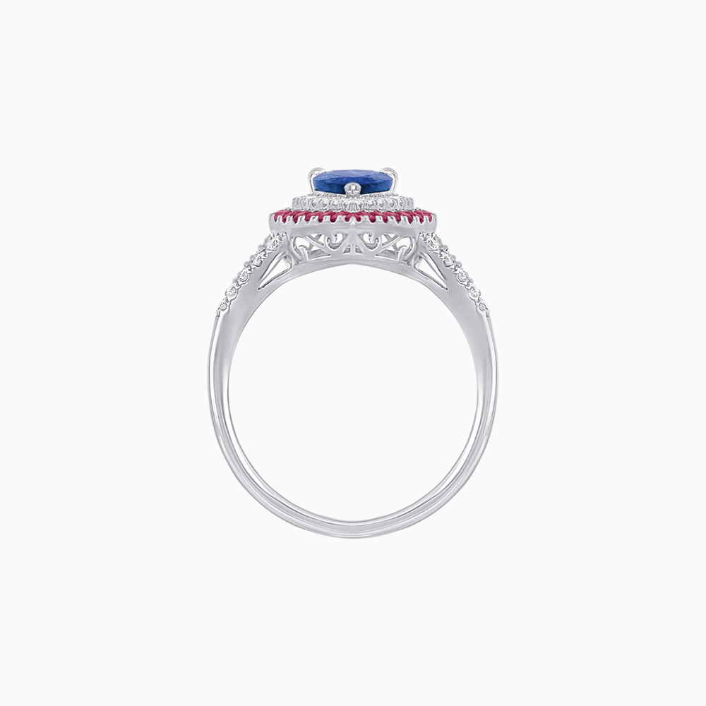 Vintage Inspired Pear Cut Double Halo Gemstone & Diamond Ring - Shahin Jewelry